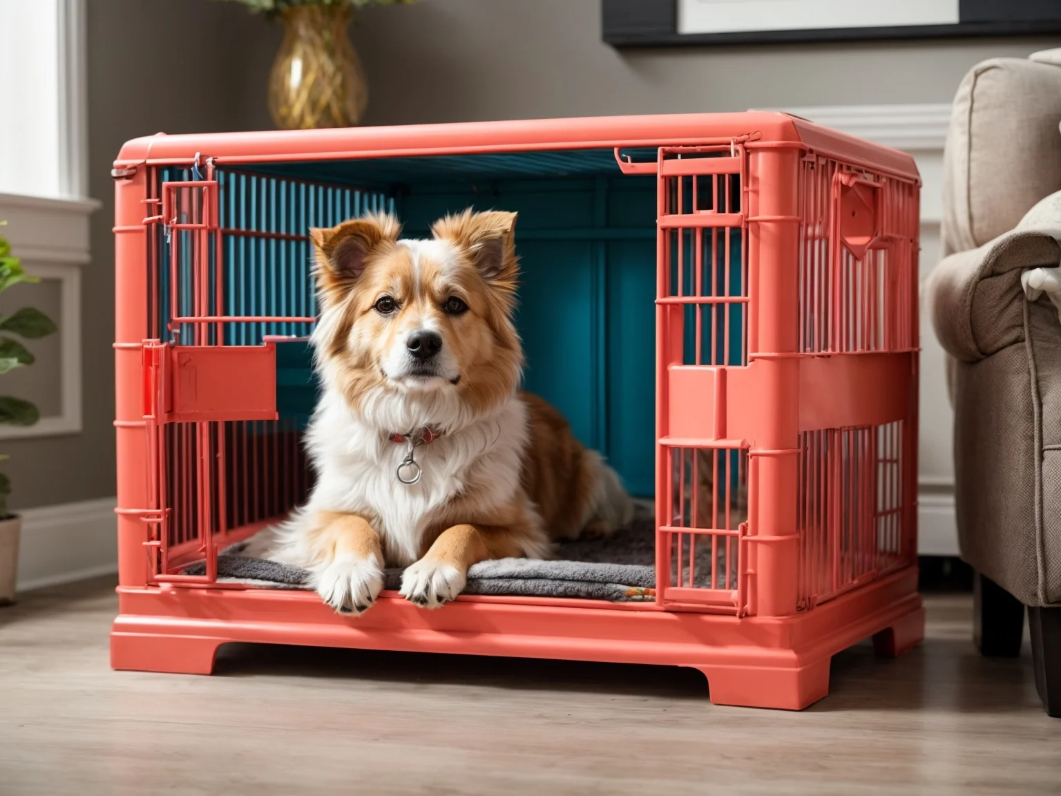 Spray Painting Dog Crates Tiny House & Small Apartment Living